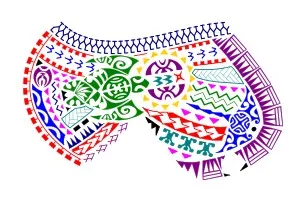 Polynesian shoulder and pec family tattoo