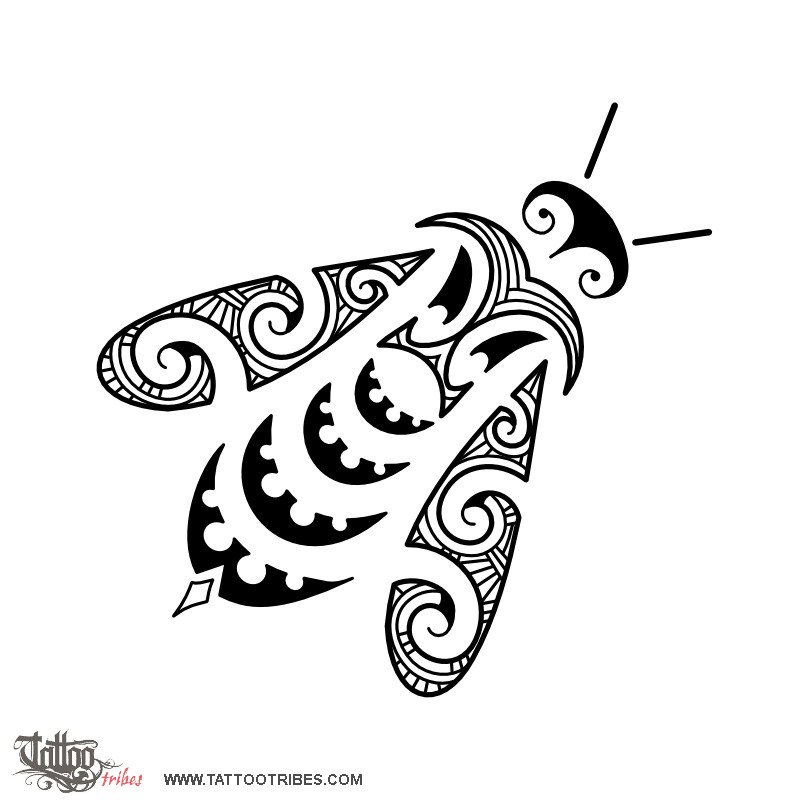 Tattoo image of Maori style bee, Maori series - AIR downloadable hi-res tattoo flash design