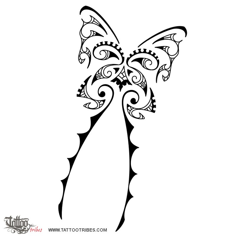 Tattoo image of Maori style butterfly 2, Maori series - AIR downloadable hi-res tattoo flash design