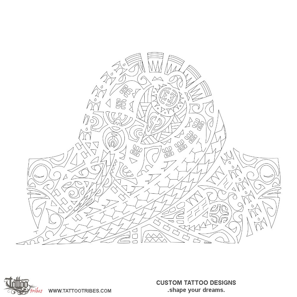 Stencil outline of Tāwharau, Sheltering downloadable hi-res tattoo stencil