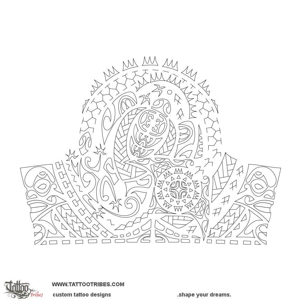 Stencil outline of Piti tamari'i, Two children downloadable hi-res tattoo stencil