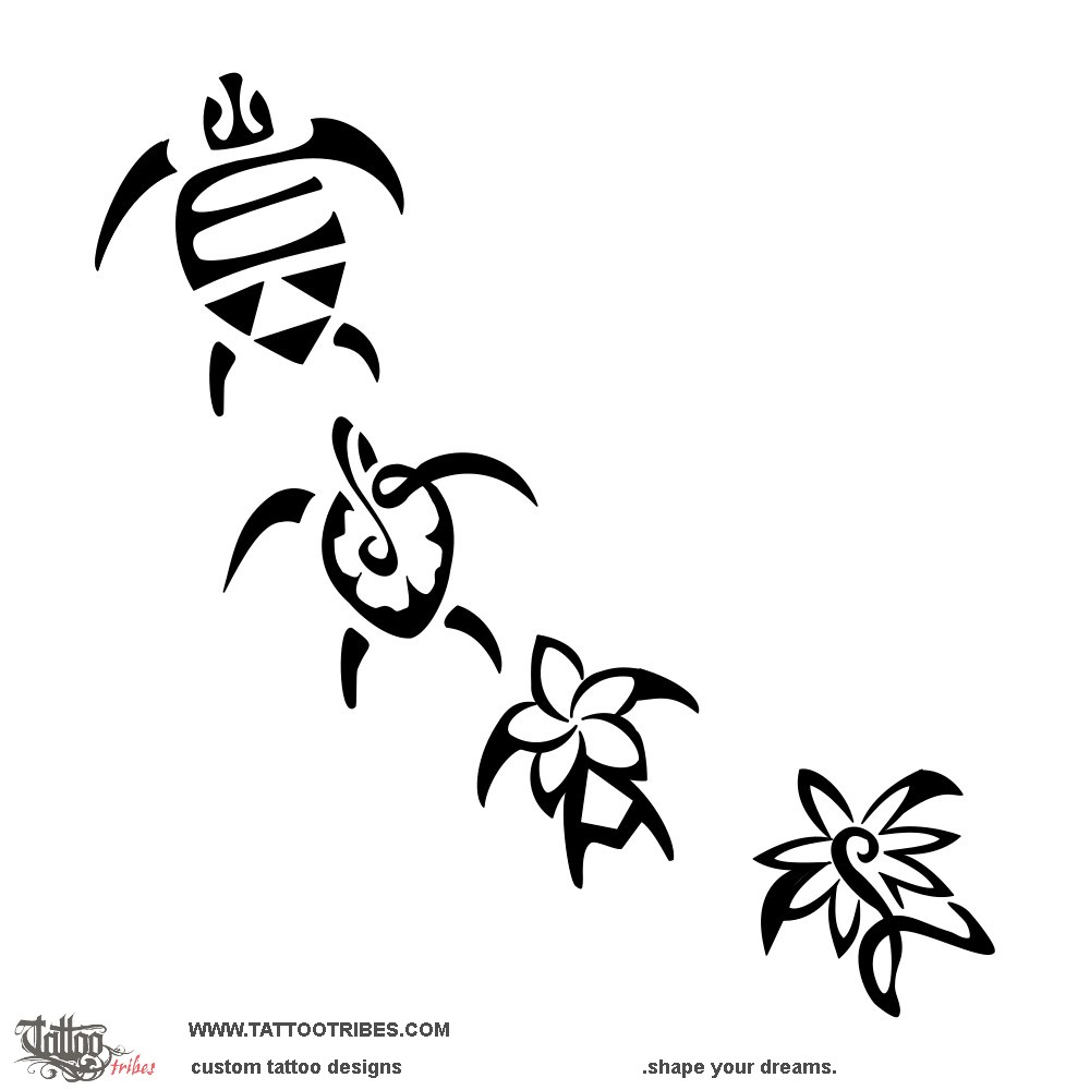Tattoo image of 4 turtles, Family downloadable hi-res tattoo flash design