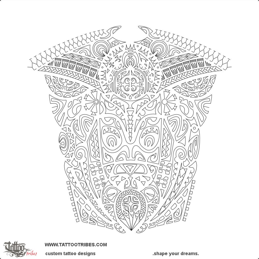 Stencil outline of Mata hoata, Brilliant eyes downloadable hi-res tattoo stencil