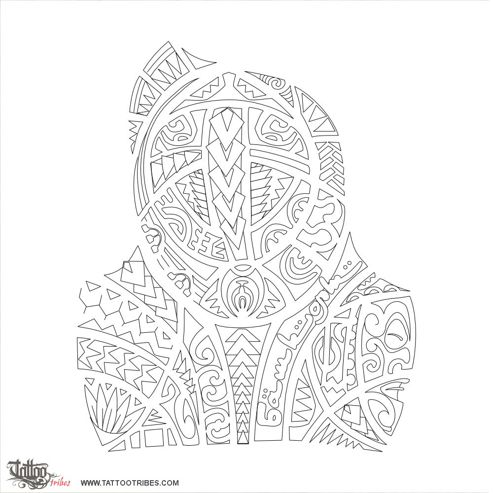 Stencil outline of Fighter, Tenacity downloadable hi-res tattoo stencil