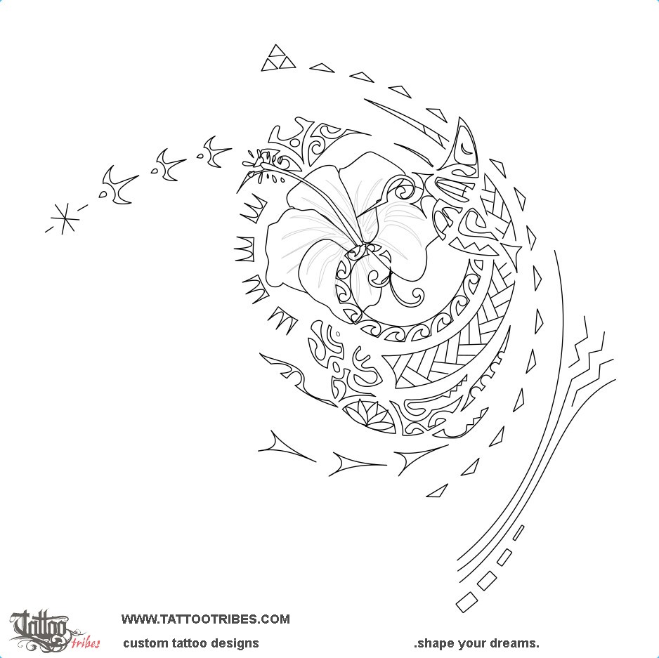 Stencil outline of Ame, Soul downloadable hi-res tattoo stencil