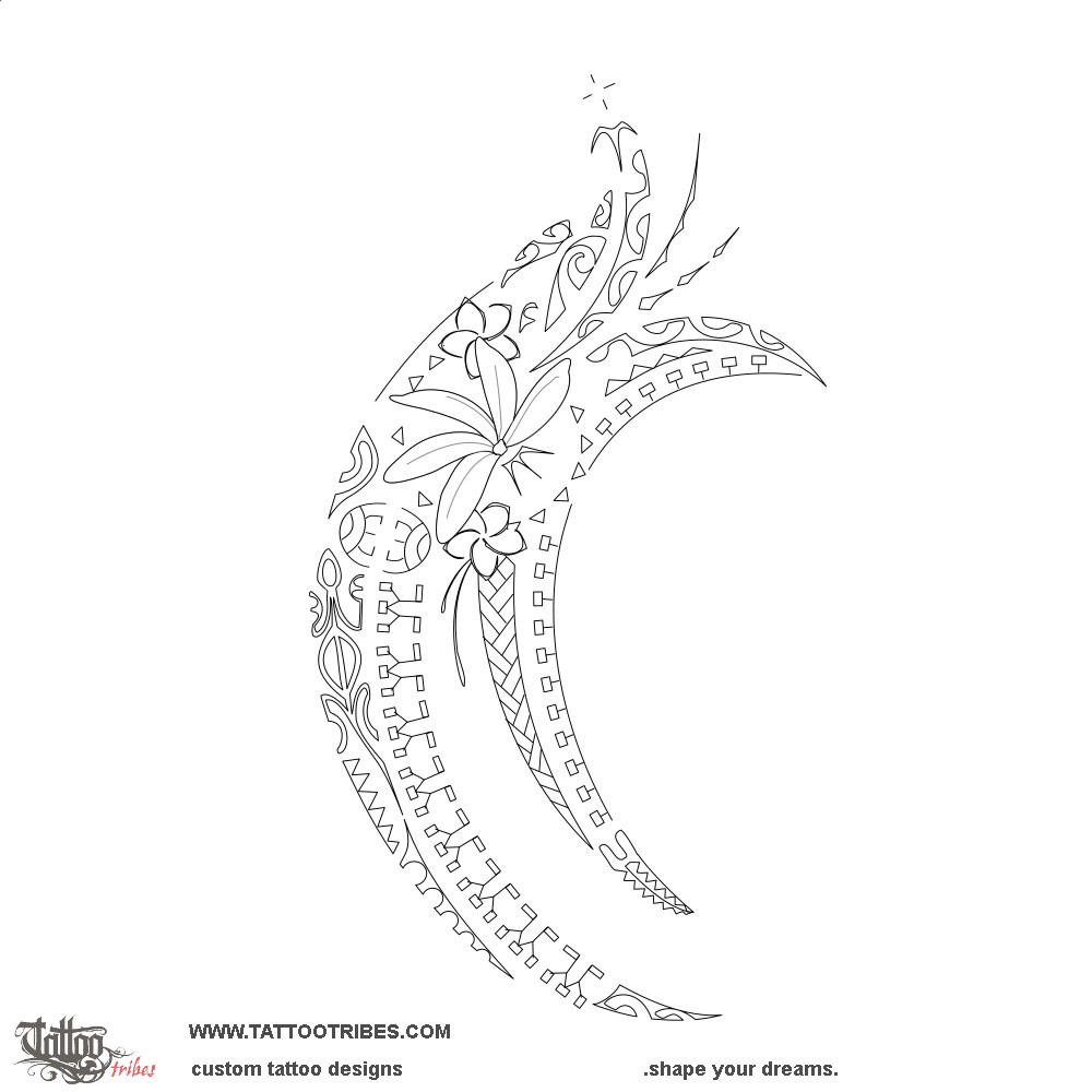 Stencil outline of Fa'aruperupe, Blooming downloadable hi-res tattoo stencil