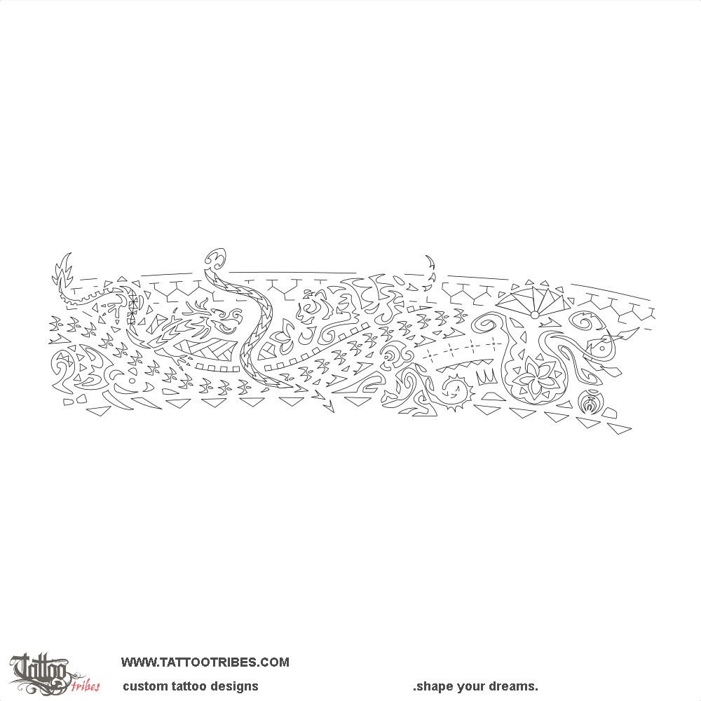 Stencil outline of Chinese-Polynesian, Zodiac downloadable hi-res tattoo stencil