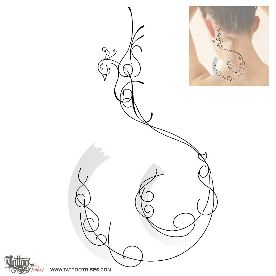 Tattoo image of S+F phoenix, Rebirth downloadable hi-res tattoo flash design
