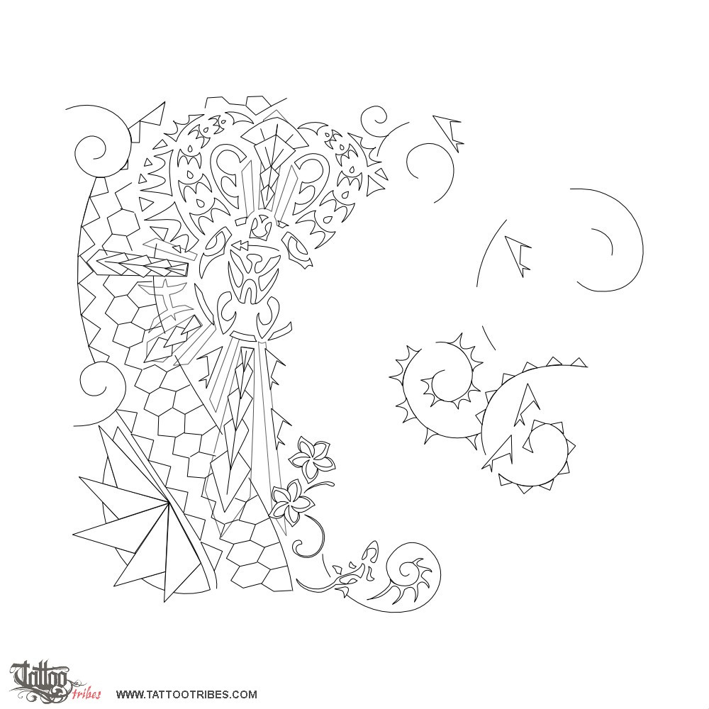 Stencil outline of Family union, Integration downloadable hi-res tattoo stencil