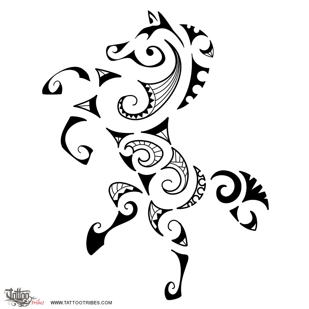 Tattoo image of Maori style horse, Maori series: EARTH downloadable hi-res tattoo flash design