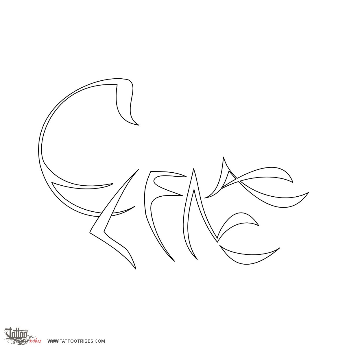 Stencil outline of Scorpion, Elena downloadable hi-res tattoo stencil