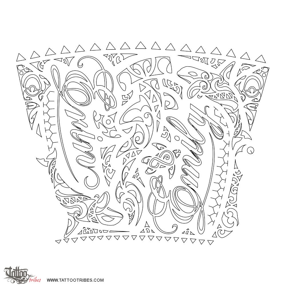 Stencil outline of Erin & Emily, Family, protection downloadable hi-res tattoo stencil