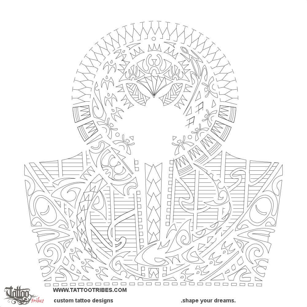 Stencil outline of Ihi, Essential force downloadable hi-res tattoo stencil
