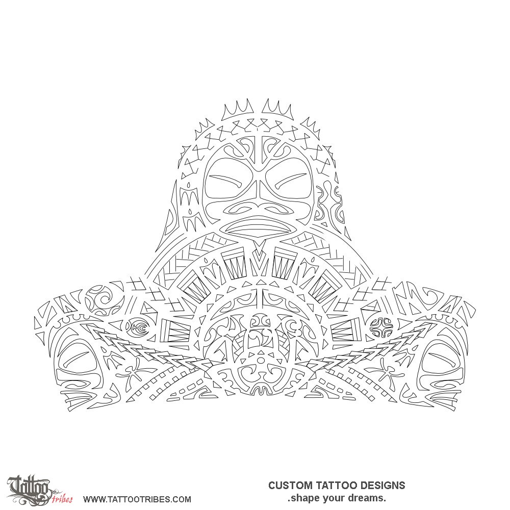 Stencil outline of Tamawāhine, Daughters downloadable hi-res tattoo stencil