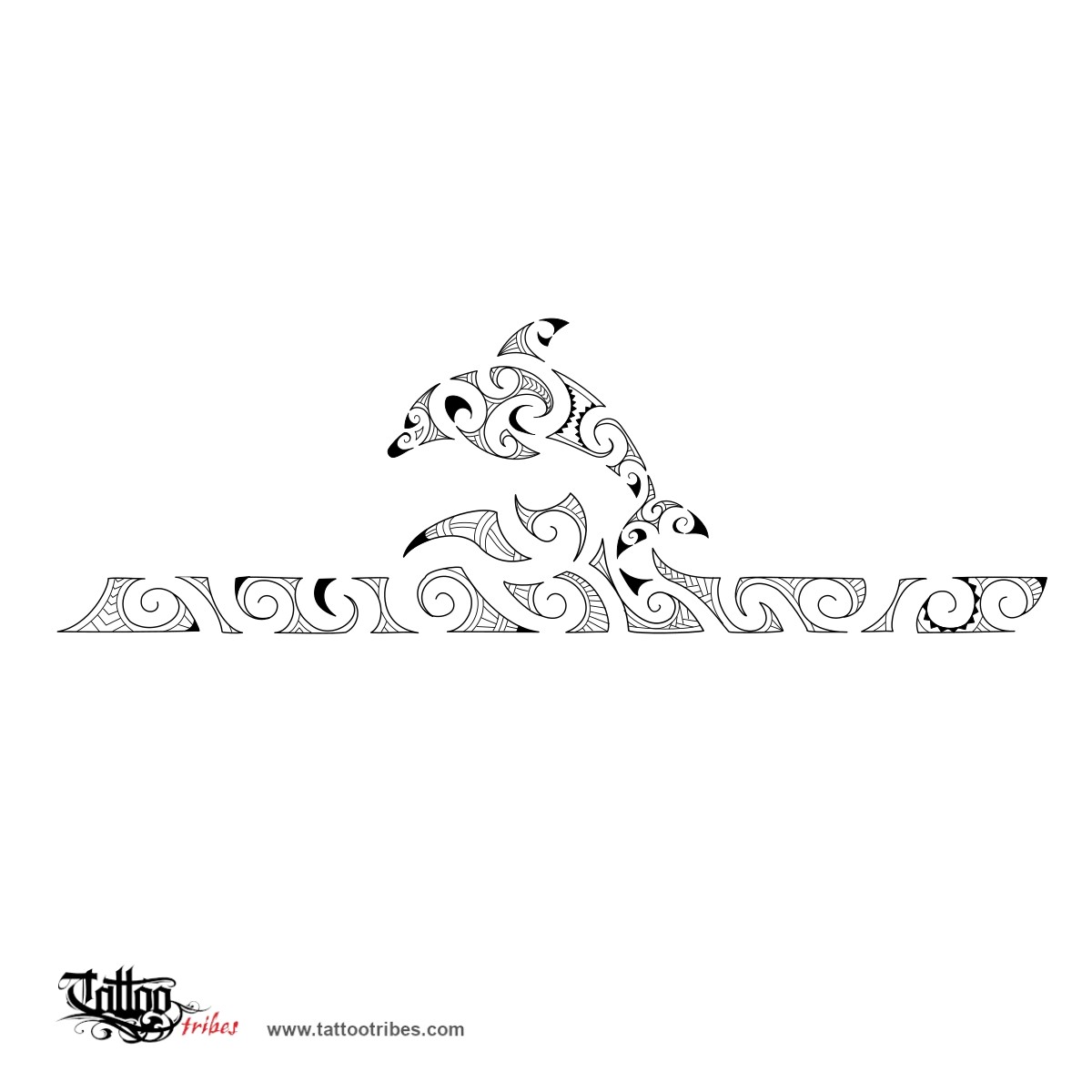 Tattoo image of Waves, Integration downloadable hi-res tattoo flash design