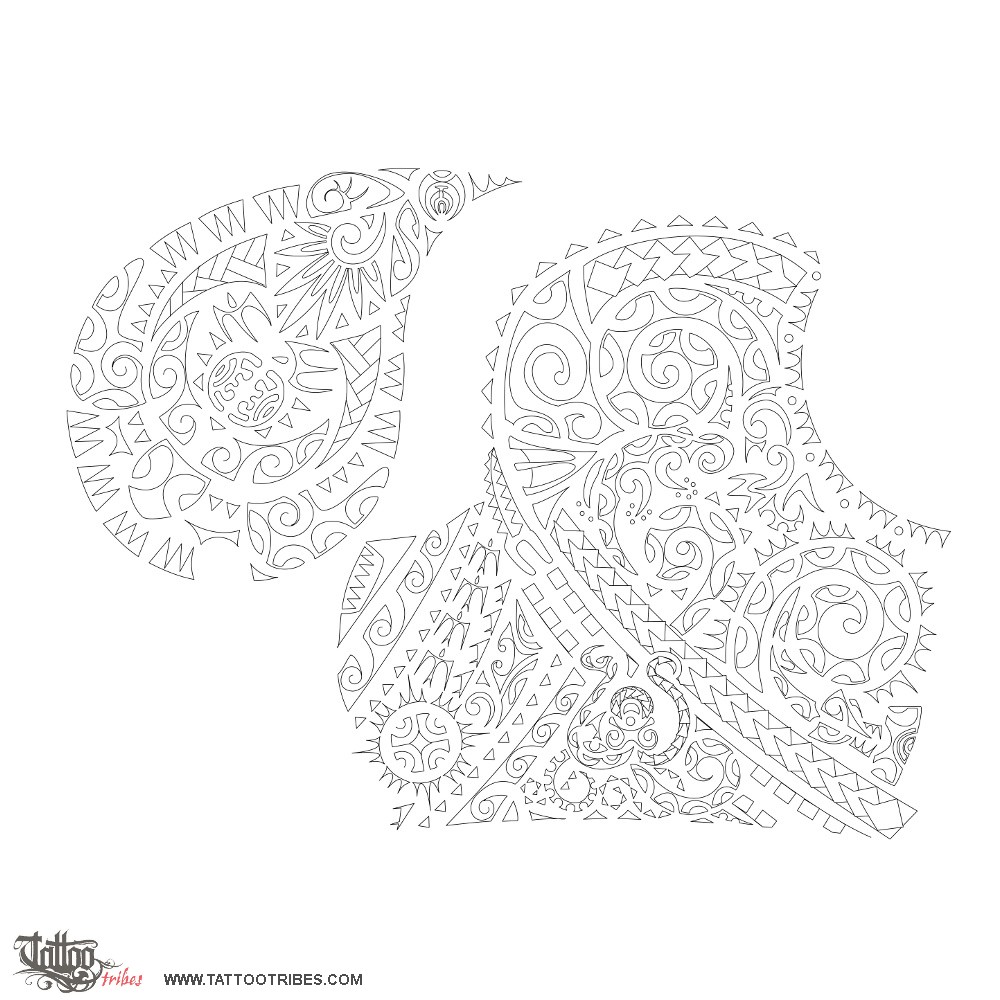 Stencil outline of Whakawawao, Defending downloadable hi-res tattoo stencil