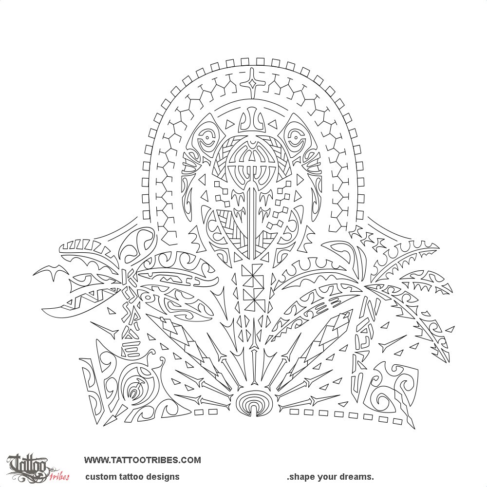 Stencil outline of Okah, Root downloadable hi-res tattoo stencil