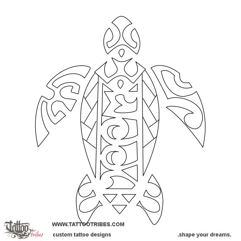 Stencil outline of IPPM turtle, Family downloadable hi-res tattoo stencil