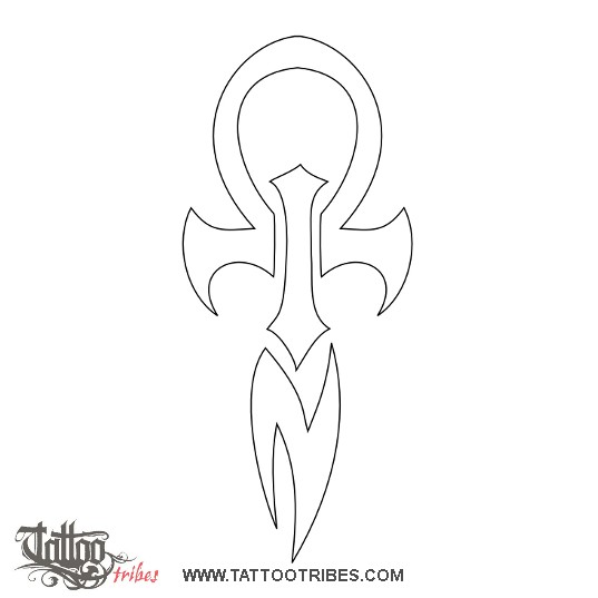 Stencil outline of ION Ankh, Life, protection downloadable hi-res tattoo stencil