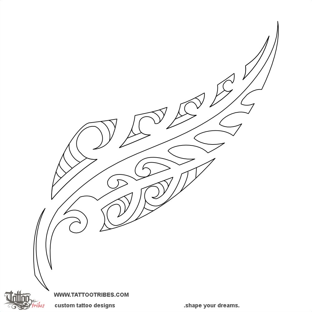Stencil outline of Fern frond, Rebirth downloadable hi-res tattoo stencil
