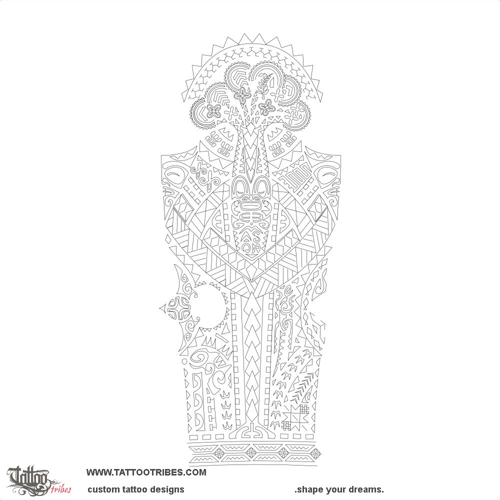 Stencil outline of Tumu, Roots downloadable hi-res tattoo stencil