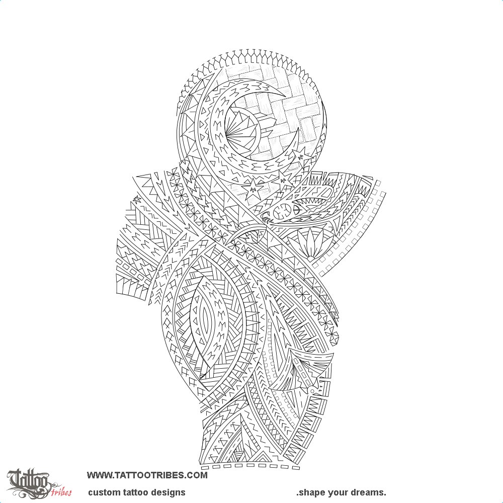 Stencil outline of Masina, Moon downloadable hi-res tattoo stencil