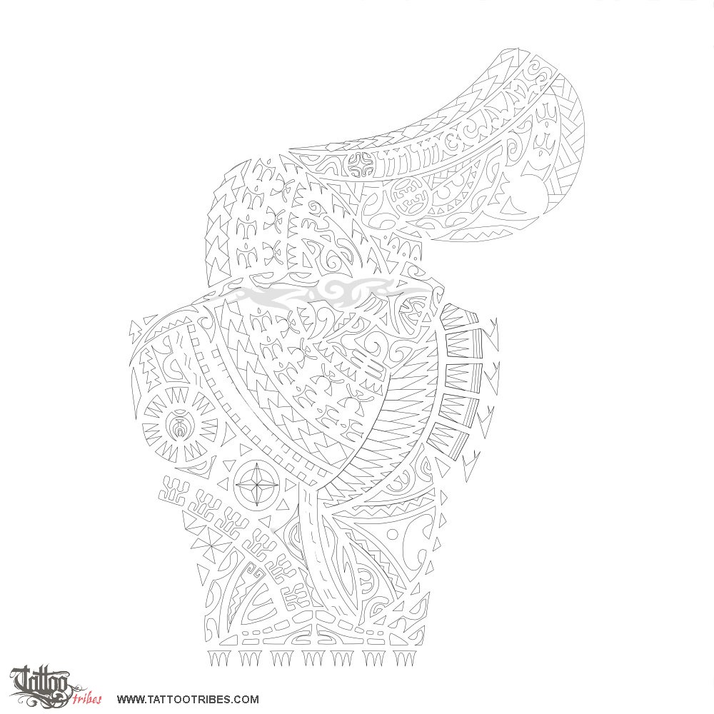 Stencil outline of Kapehu, Compass, direction downloadable hi-res tattoo stencil