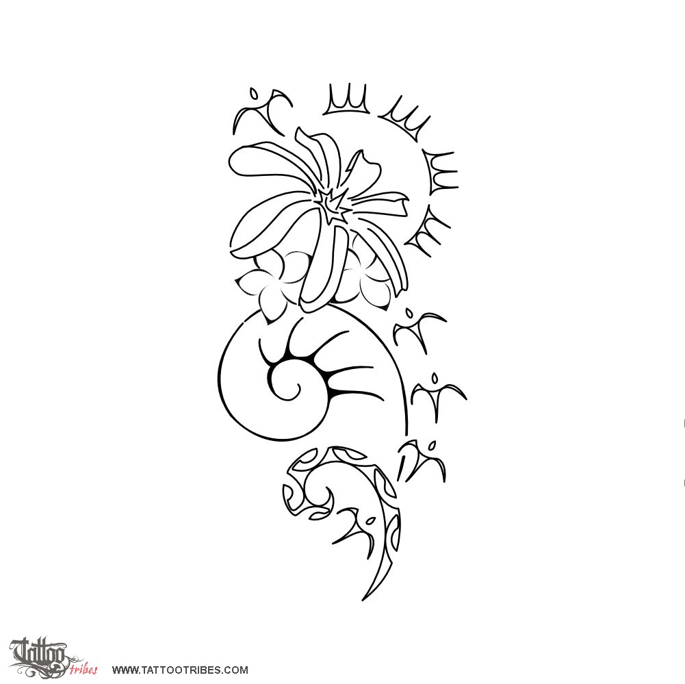 Stencil outline of Whanonga pono, Principles, values downloadable hi-res tattoo stencil