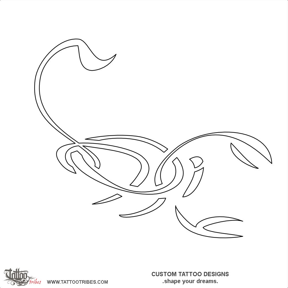 Stencil outline of L+S+O+I scorpion, Family downloadable hi-res tattoo stencil