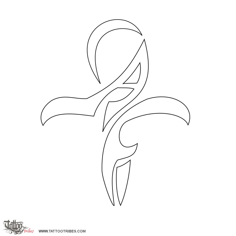 Stencil outline of Ankh A+F, Eternal life downloadable hi-res tattoo stencil