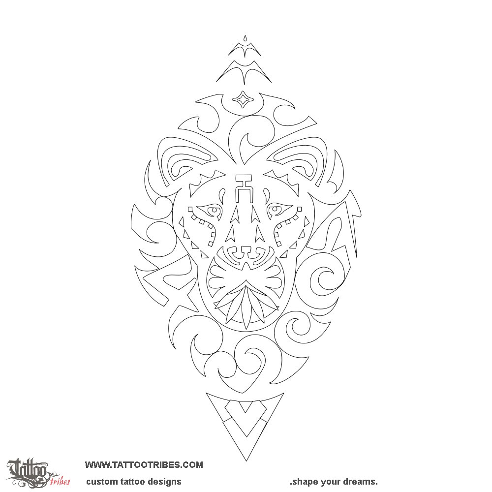 Stencil outline of Lion head, Daughter downloadable hi-res tattoo stencil