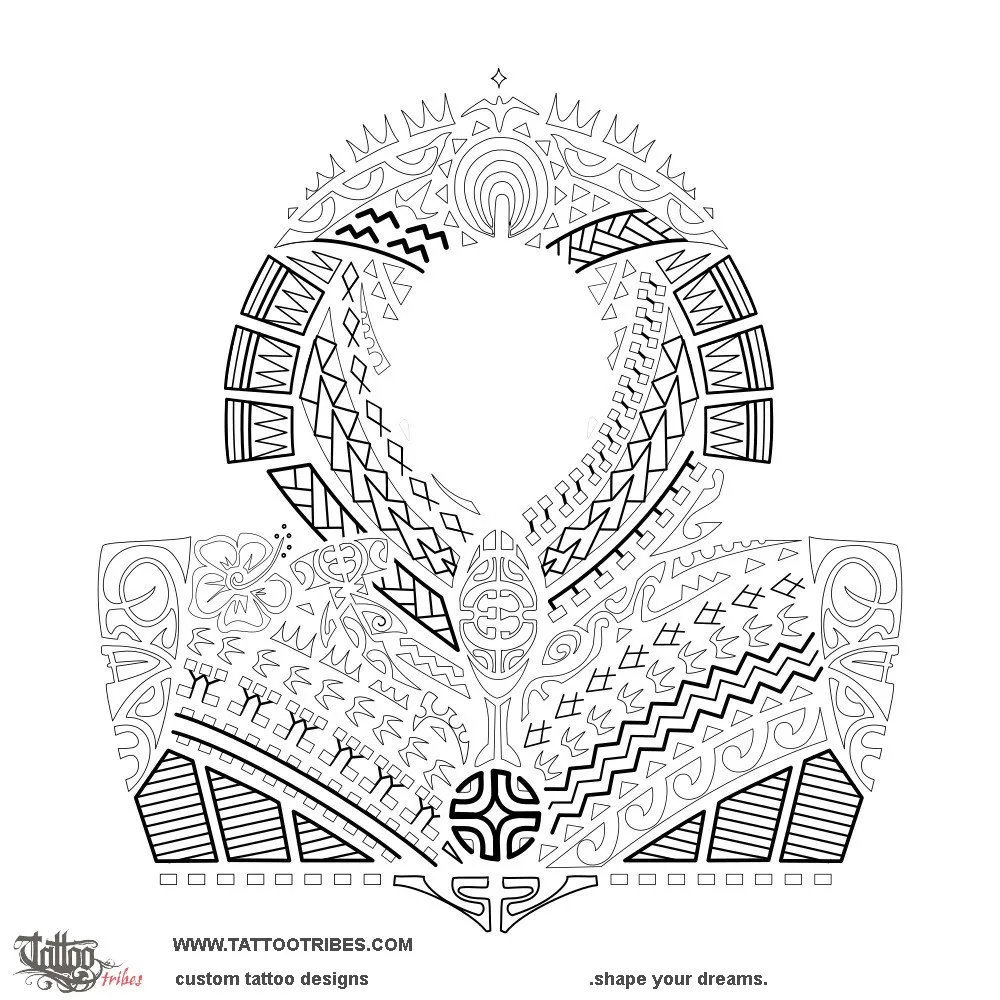 Stencil outline of Toa nui, Great warrior downloadable hi-res tattoo stencil