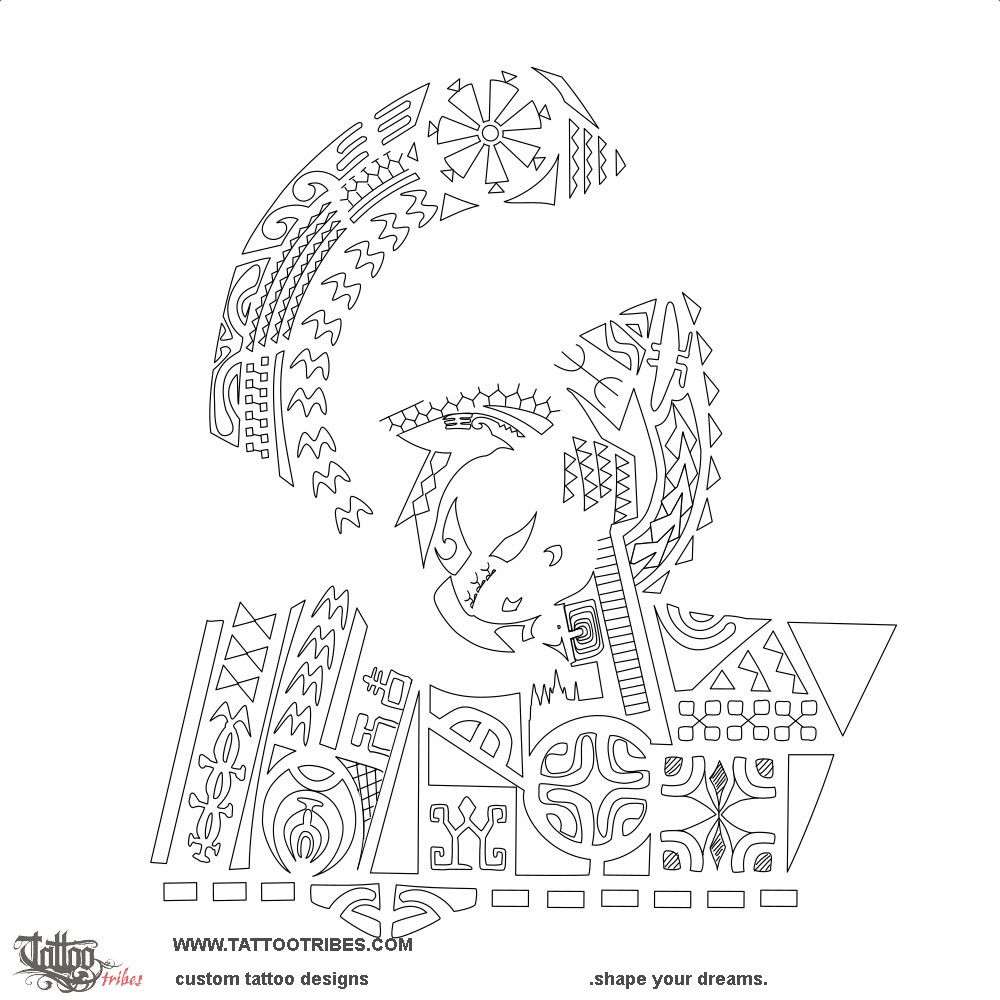 Stencil outline of Ha'a, Culture downloadable hi-res tattoo stencil