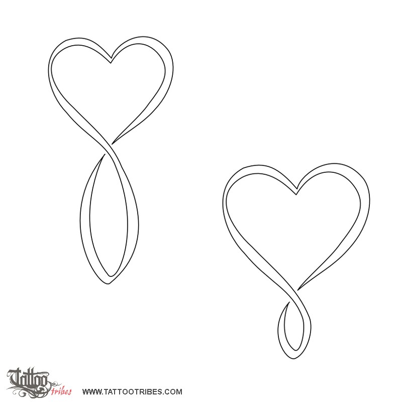 Stencil outline of Infinity heart, Eternal love downloadable hi-res tattoo stencil