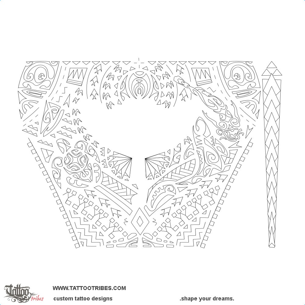 Stencil outline of Ocean manta, Integration downloadable hi-res tattoo stencil