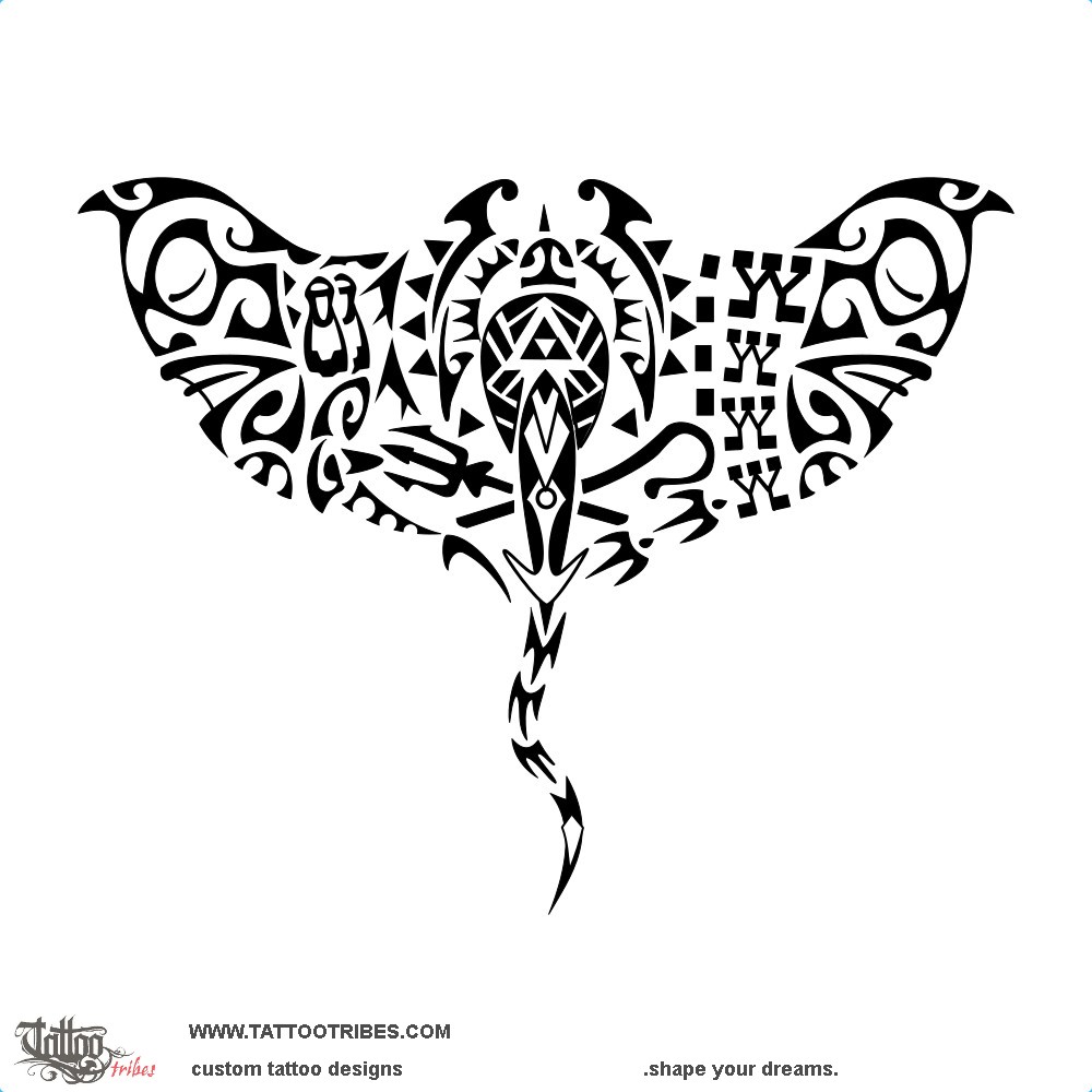 Tattoo image of Ocean manta, Scuba diver downloadable hi-res tattoo flash design