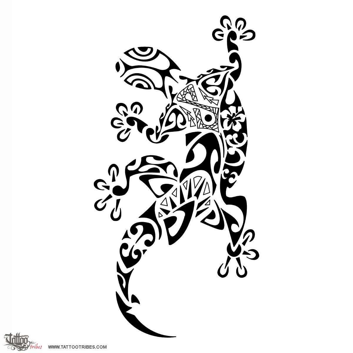 Tattoo image of Gecko, Protection, water downloadable hi-res tattoo flash design