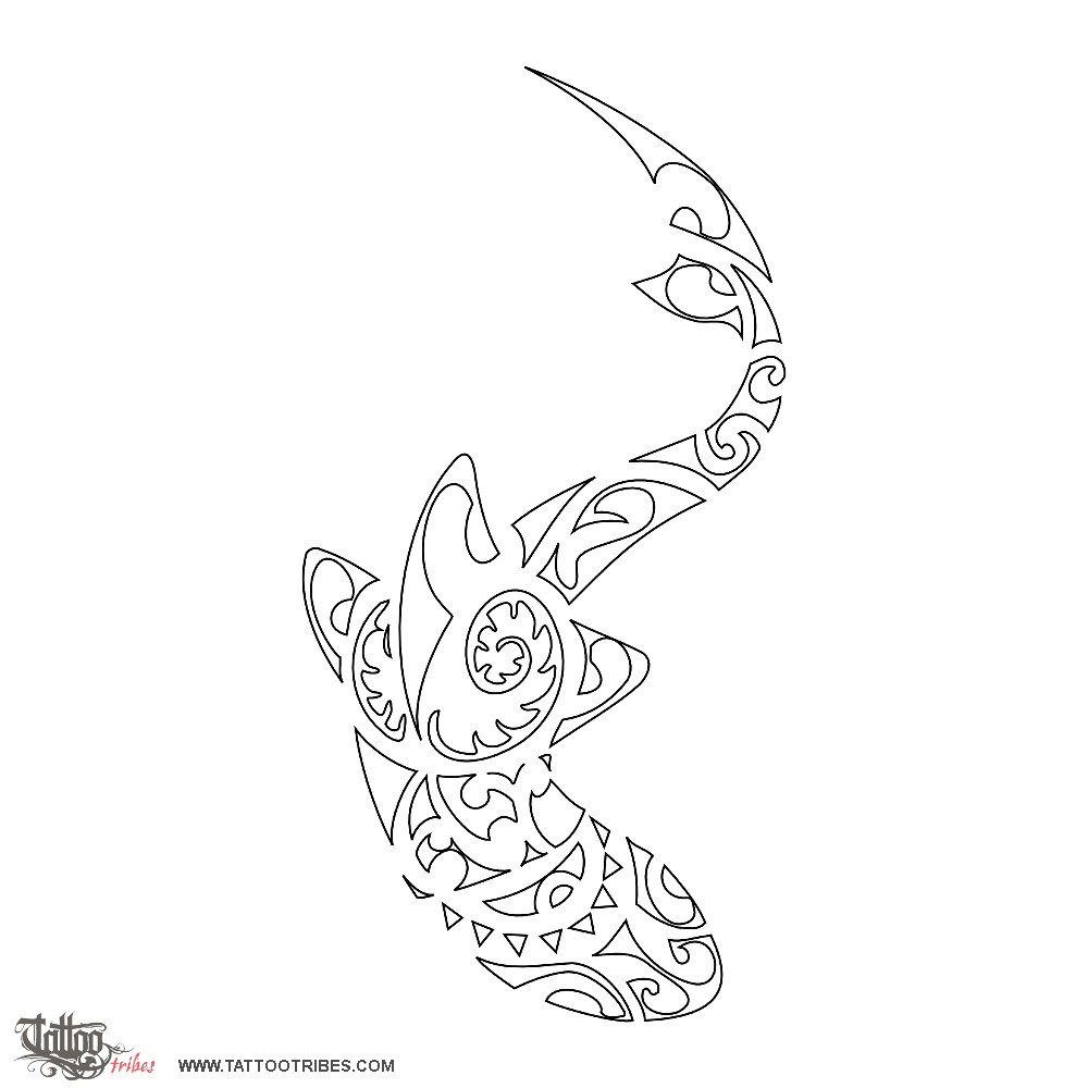 Stencil outline of Shark, Protection, prosperity downloadable hi-res tattoo stencil