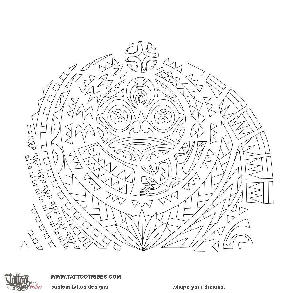 Stencil outline of Faarurua, Shelter, defence downloadable hi-res tattoo stencil