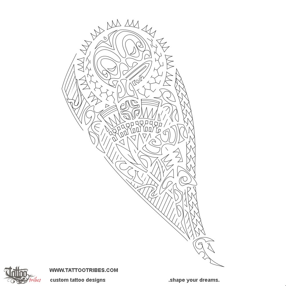 Stencil outline of Ahopapaa, Successful downloadable hi-res tattoo stencil
