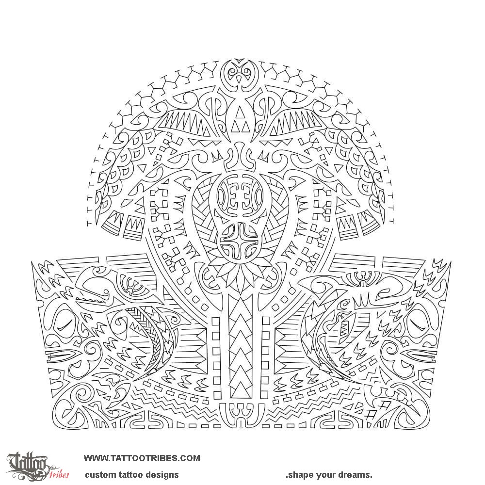 Stencil outline of Pueo, Aumakua downloadable hi-res tattoo stencil