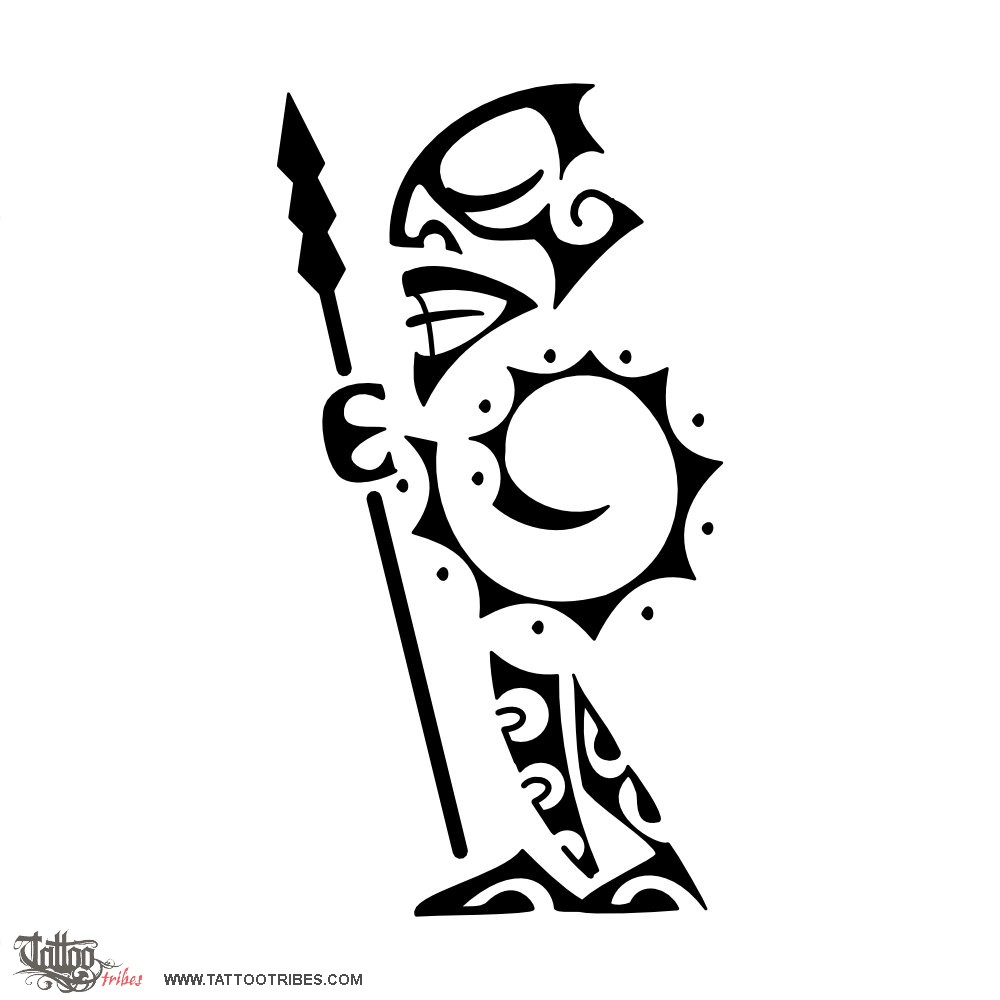 Tattoo image of Tiki warrior, Protection downloadable hi-res tattoo flash design