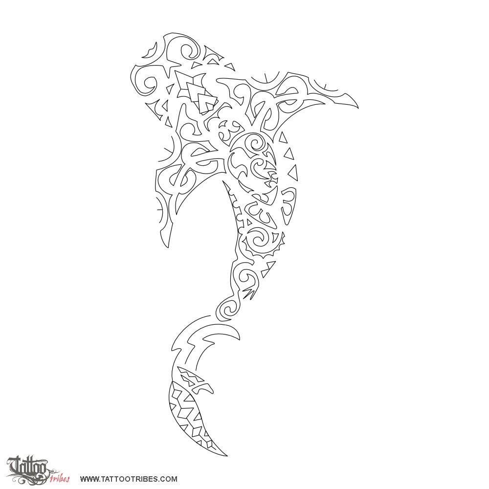 Stencil outline of Ika, Marine creature downloadable hi-res tattoo stencil