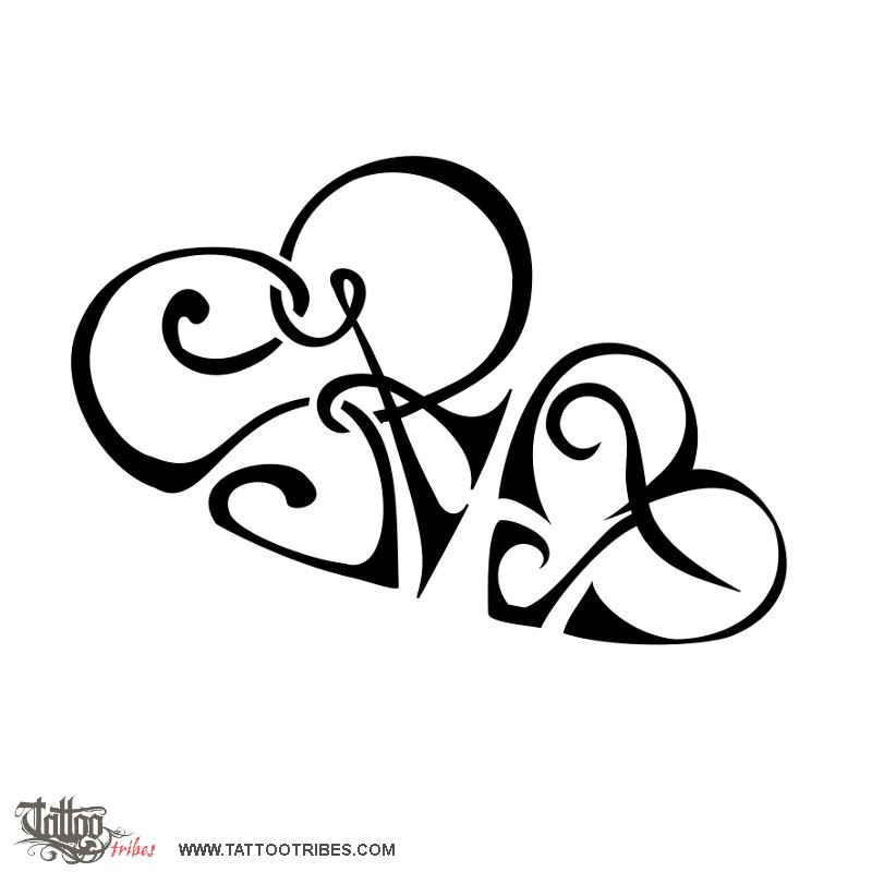 Tattoo image of hearts shape by M+T & R+S, Union downloadable hi-res tattoo flash design
