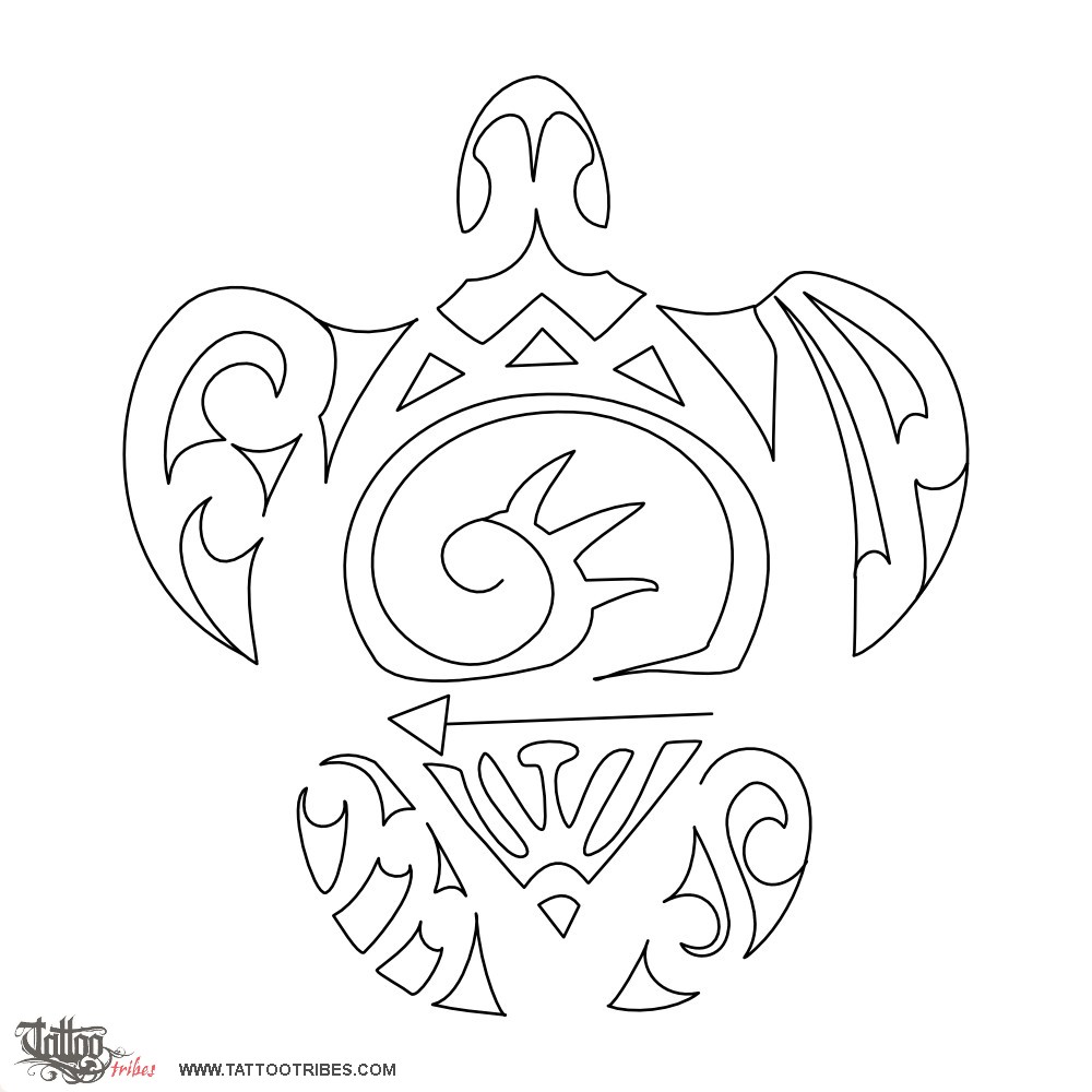 Stencil outline of F+A+M+S turtle, Family downloadable hi-res tattoo stencil