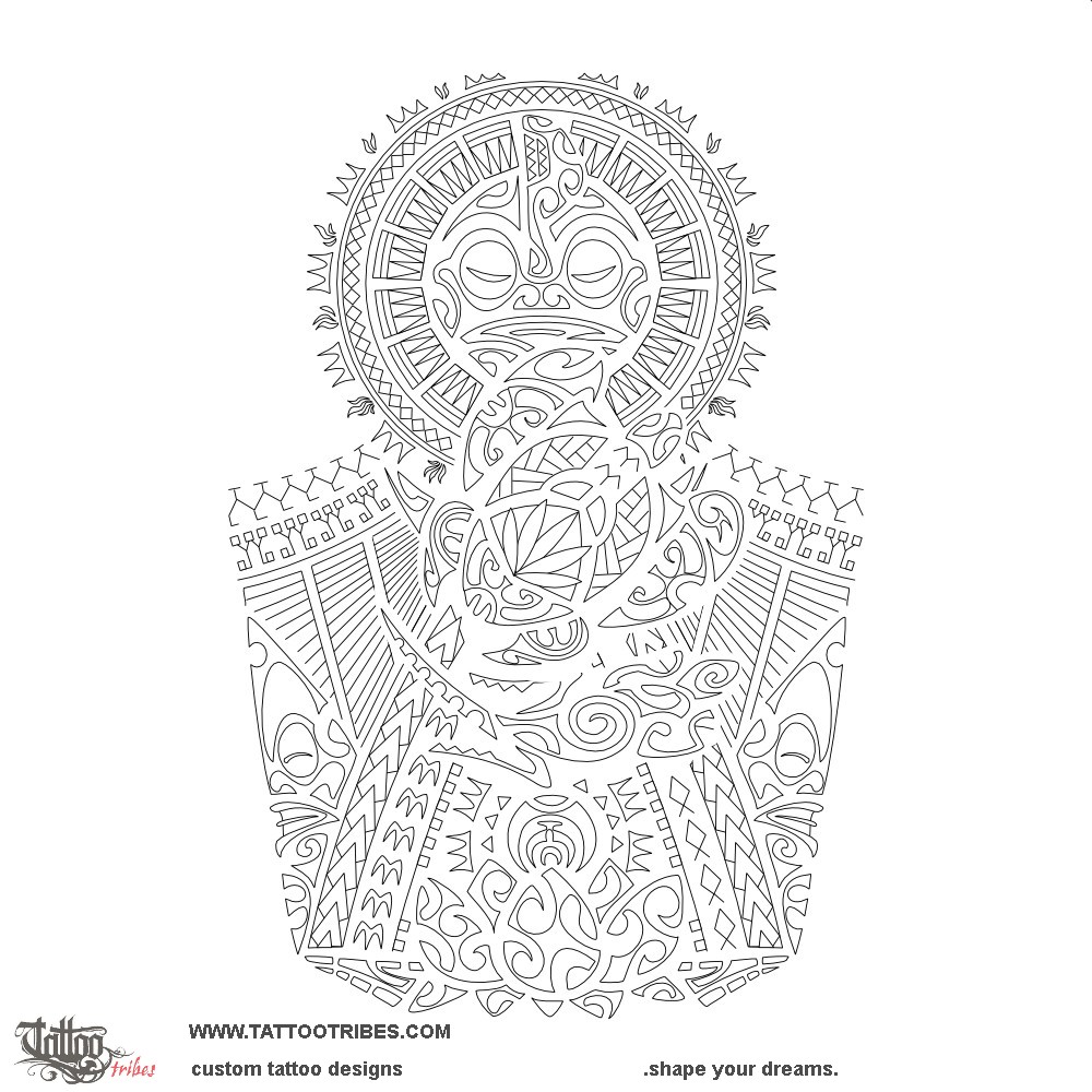 Stencil outline of Trimurti, Protection downloadable hi-res tattoo stencil
