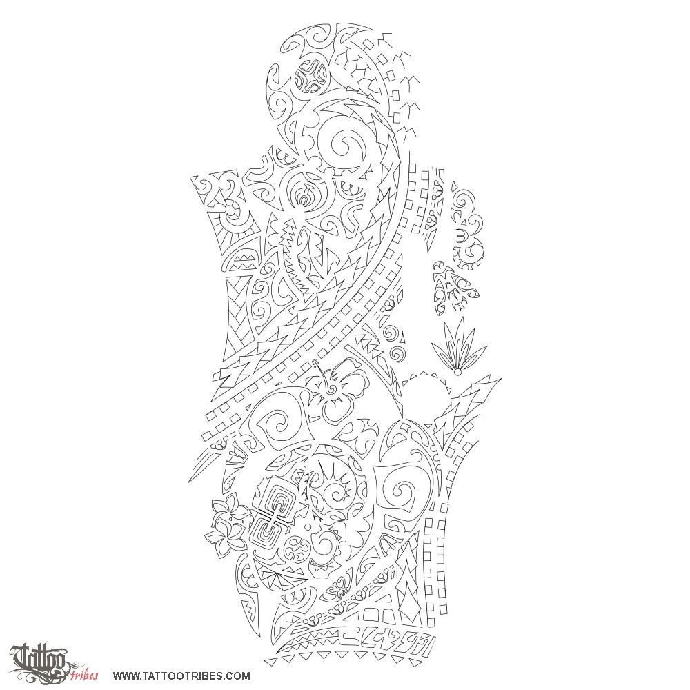 Stencil outline of Rerenga, Voyage, journey downloadable hi-res tattoo stencil