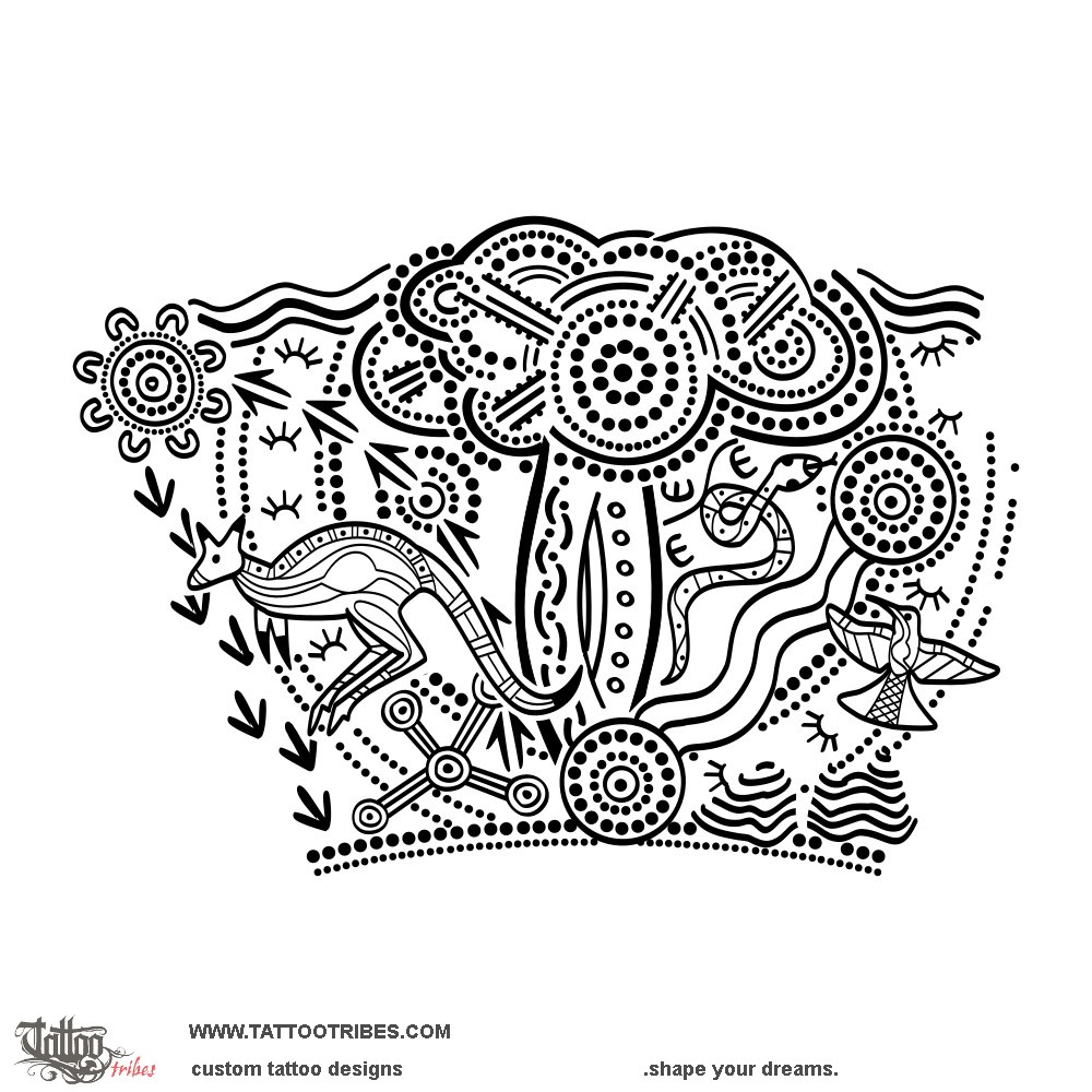 Tattoo image of Dreamtime, Aboriginal downloadable hi-res tattoo flash design