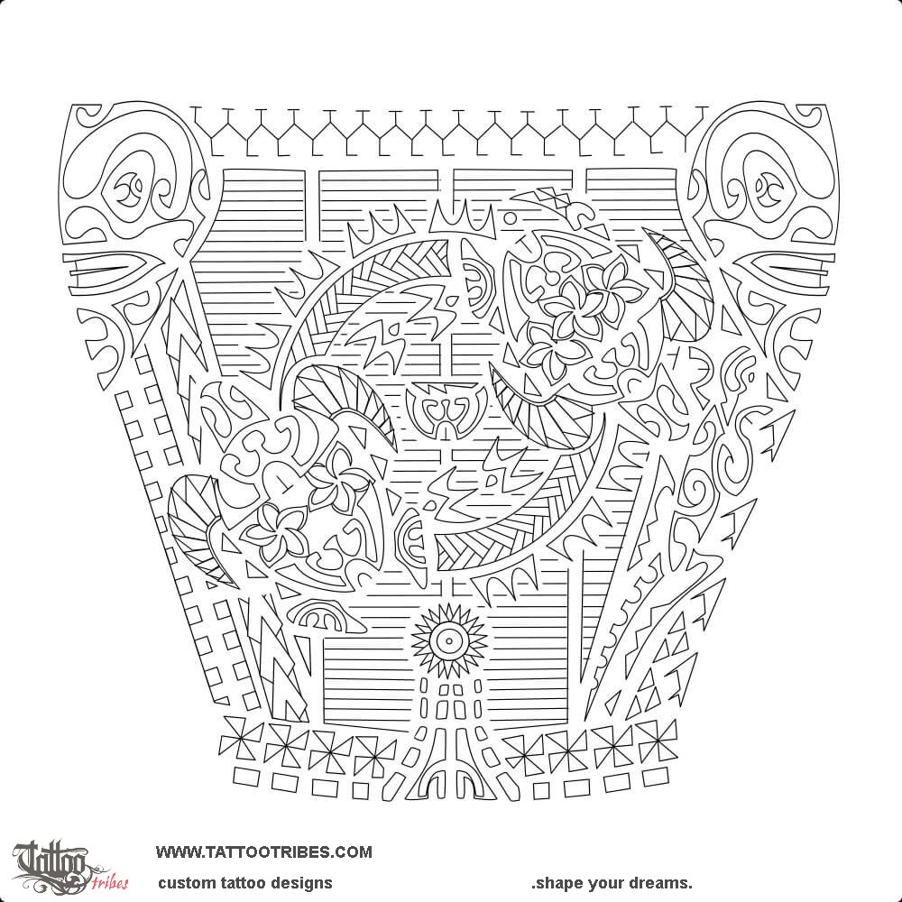 Stencil outline of MauÃ„Â«, Left side downloadable hi-res tattoo stencil