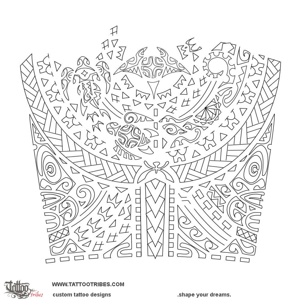 Stencil outline of Purutaa, To support downloadable hi-res tattoo stencil